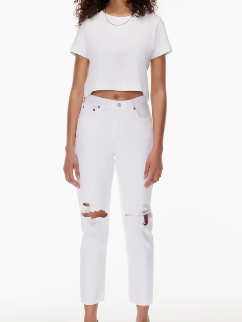 NWT Agolde Fen High Rise Relaxed Taper Jeans in Conjure White, Women's Size 28